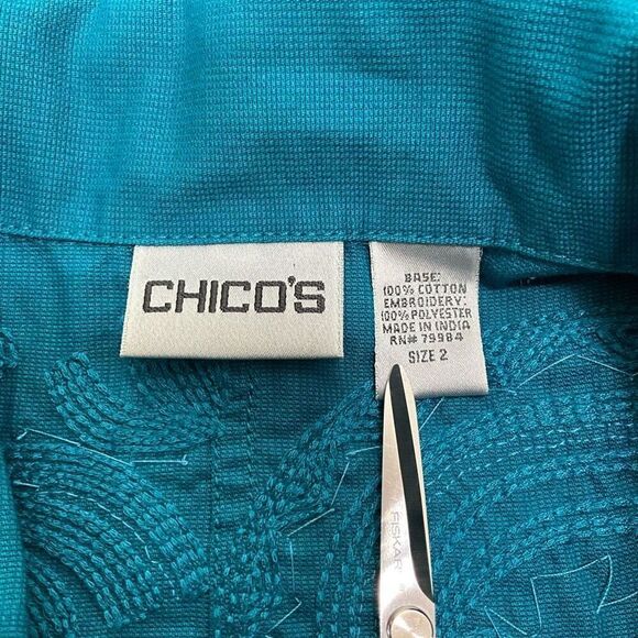 CHICO’S Turquoise Embroidered Vest - Picture 5 of 5